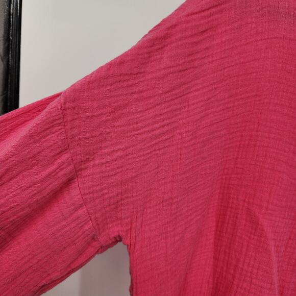 Soft Surroundings Giovinezza Raspberry Pink Slub Cotton Blouse Top Women's XL - Picture 8 of 11